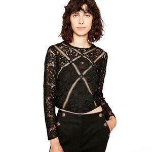 THE KOOPLES Beautiful Lace Cutout Detail Top